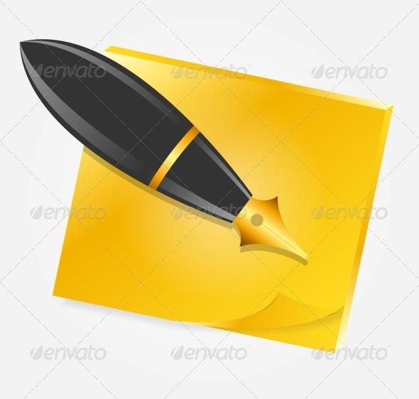 Yellow Paper with Ink Pen Icon Vector Yellow Paper with Ink Pen Icon Vector