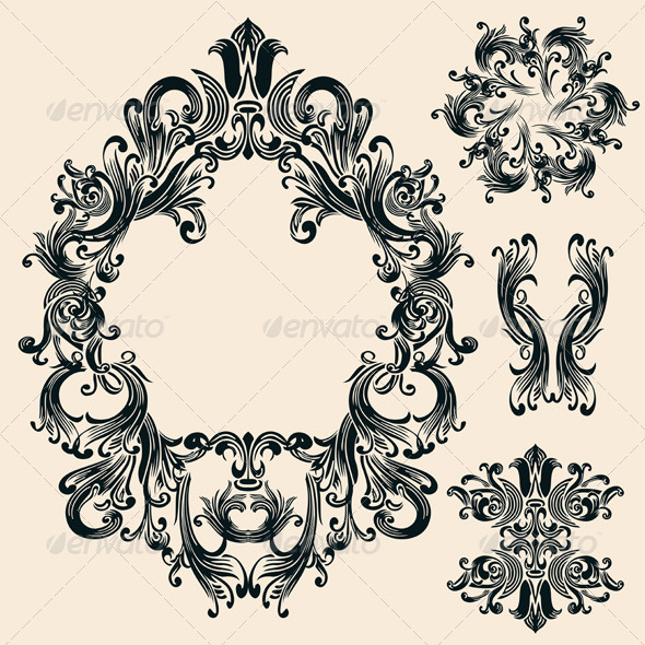 Vintage Decorative Floral Frames Set Vintage Decorative Floral Frames Set