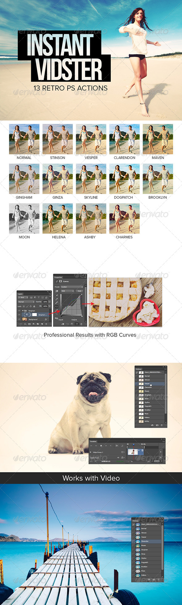 Instant Vidster - 13 Retro Effects - Photo Effects Actions