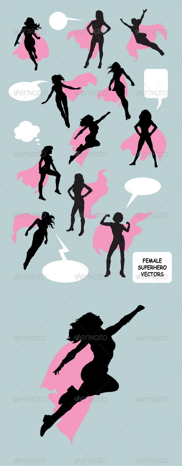 Female Superhero Silhouettes Graphicriver 