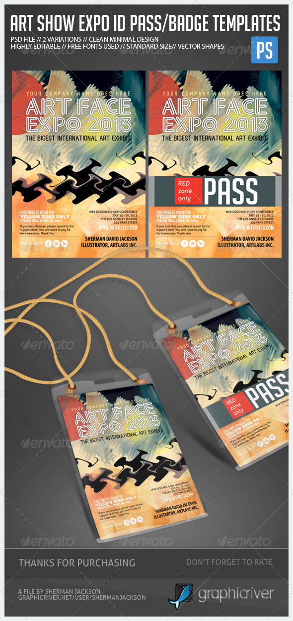 Art Expo, Art Show ID Pass/Badge Templates - Miscellaneous Print Templates