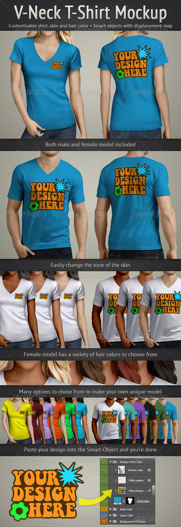 V-Neck T-Shirt Mockup