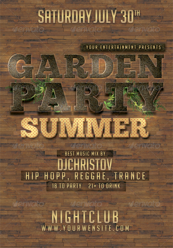 Garden Party Flyer Template - Clubs & Parties Events