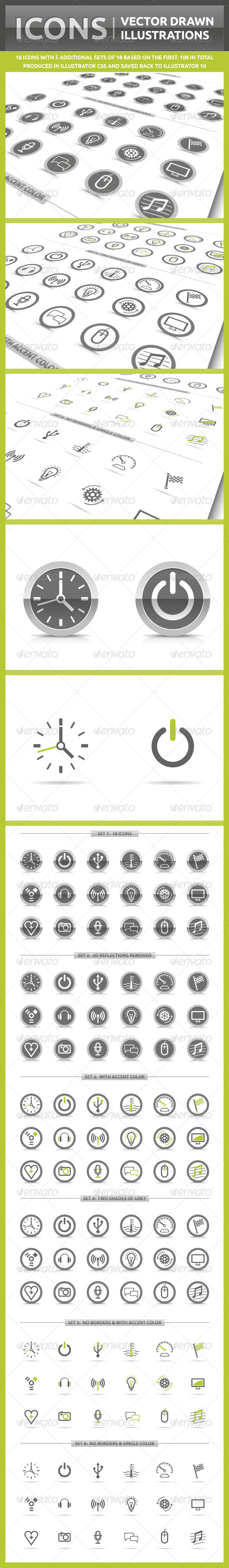 Icons Vector Drawn Illustrations Icons Vector Drawn Illustrations