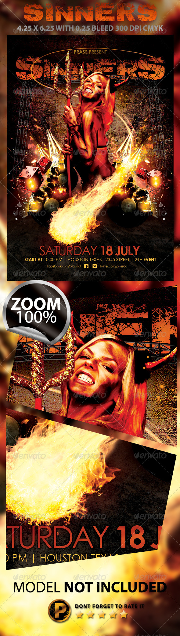 Sinners Flyer Template - Clubs & Parties Events
