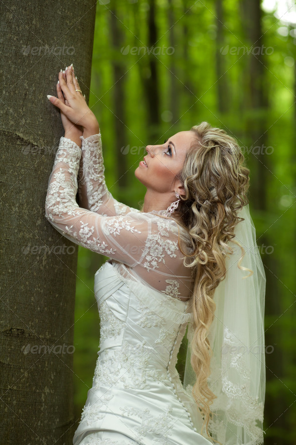 Bride Looking Up
