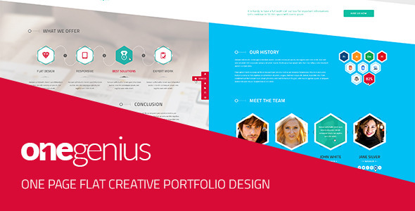 OneGenius - One Page Flat Portfolio PSD Template