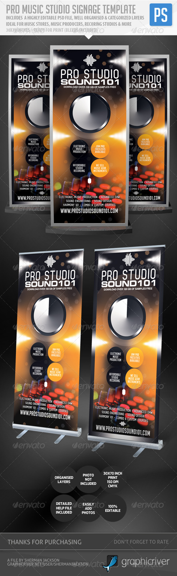 Pro Music Studio Music Expo Signage Template - Signage Print Templates