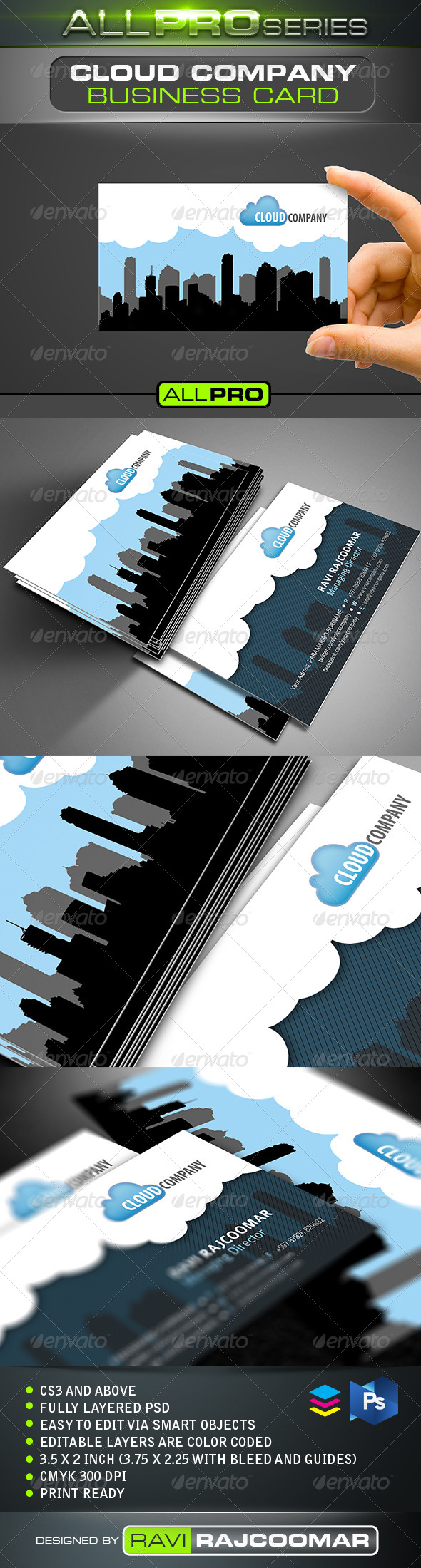 Cloud Company Business Card - Business Cards Print Templates
