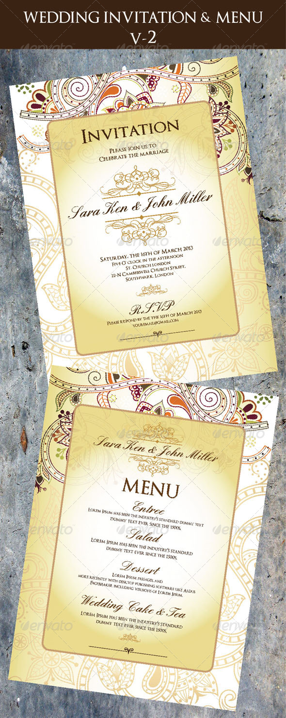 Wedding Invitation & Menu Cards V-2