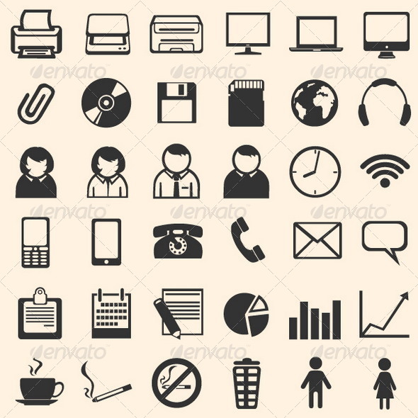 36 Black Office Icons 36 Black Office Icons