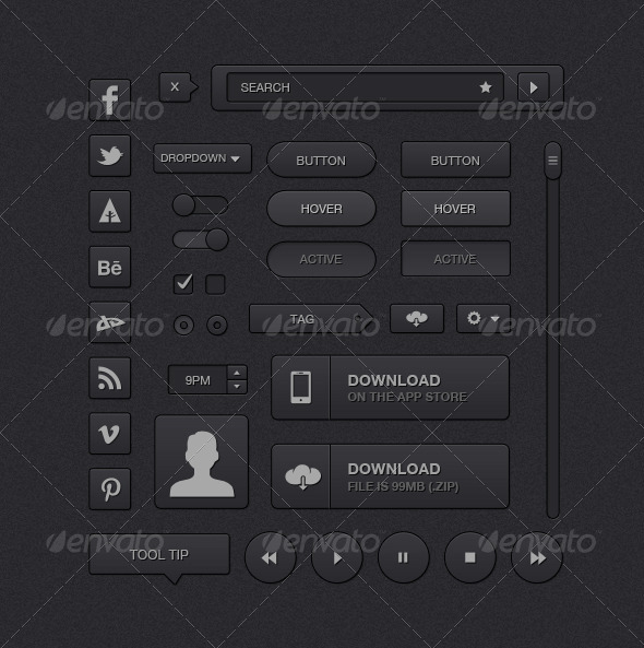 Simple Dark UI Kit Simple Dark UI Kit