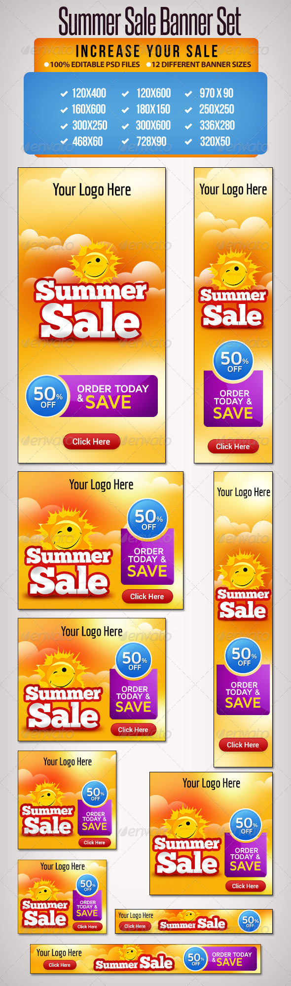 Summer Banner Set All standard sizes Summer Banner Set All standard sizes