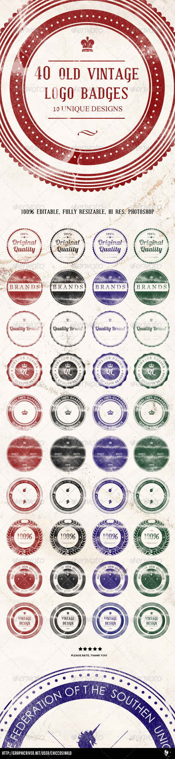 40 Old Vintage Logo Badges - Badges & Stickers Web Elements