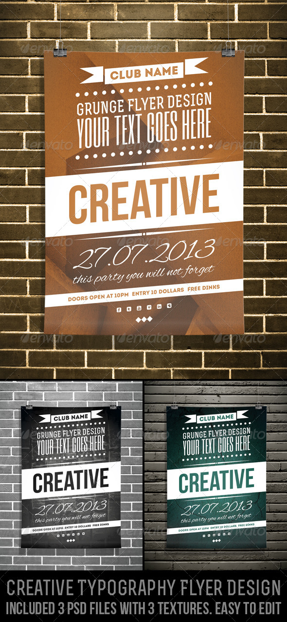 Creative Typography Flyer Design - Clubs & Parties Events