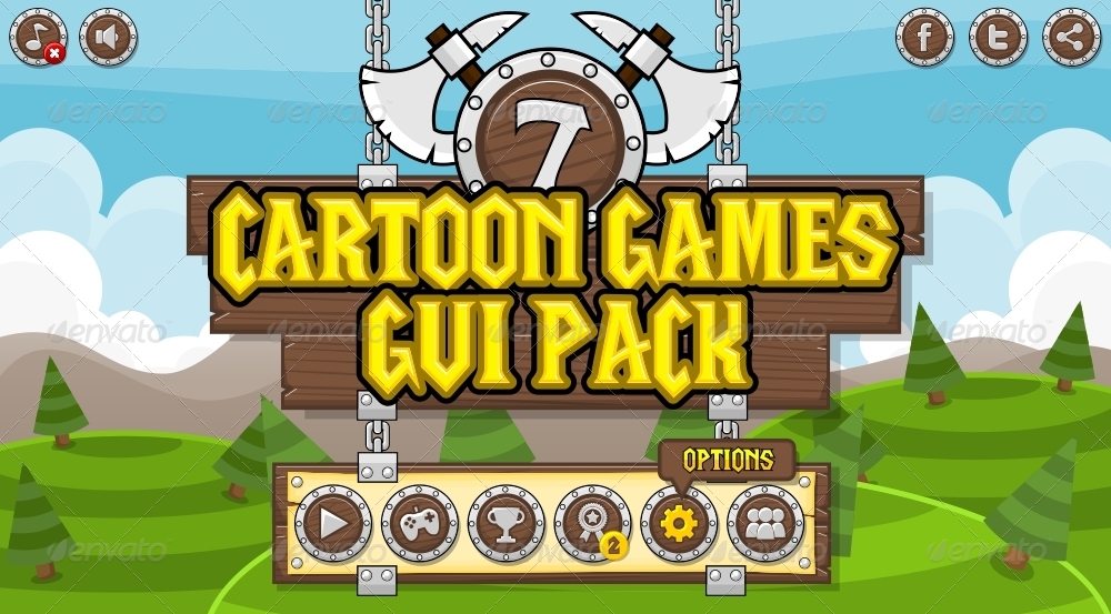 Cartoon Games GUI Pack 7 by pzUH | GraphicRiver