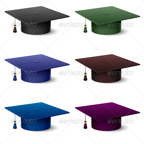 Set of of Colorful Graduate Hats Set of of Colorful Graduate Hats