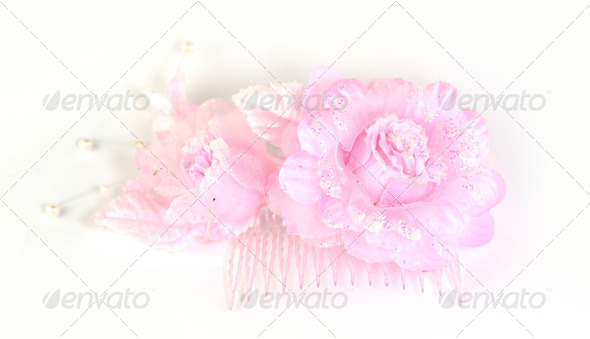 Girl pink hair pins flower