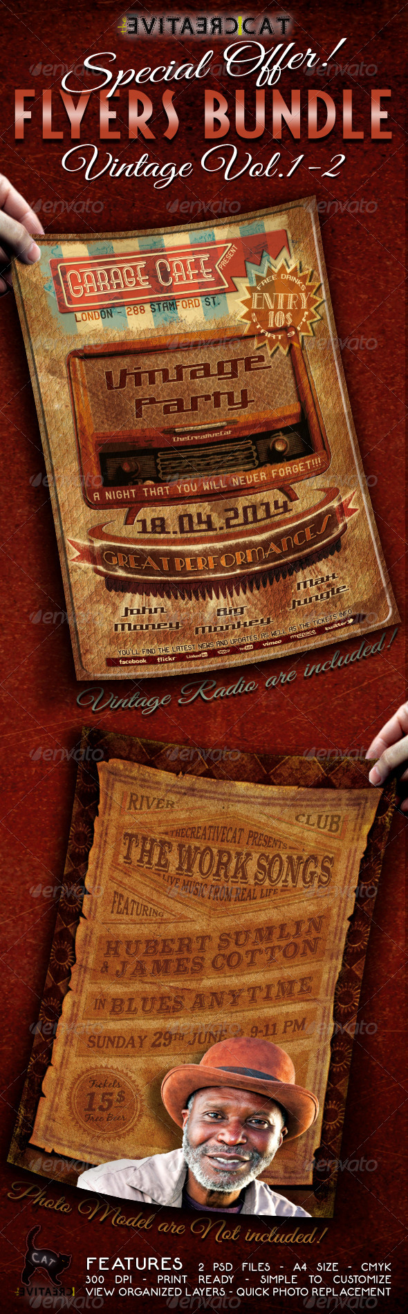 Vintage Flyer/Poster Bundle Vol.1-2 - Events Flyers