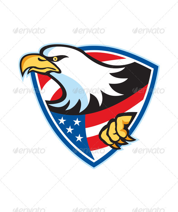American Bald Eagle Flag Shield