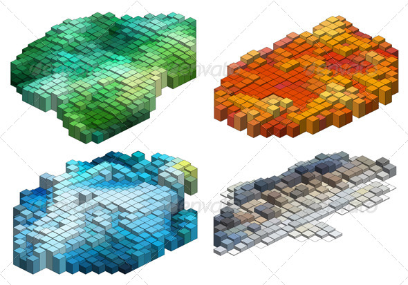 3D Cubes Abstract Background Set 3D Cubes Abstract Background Set