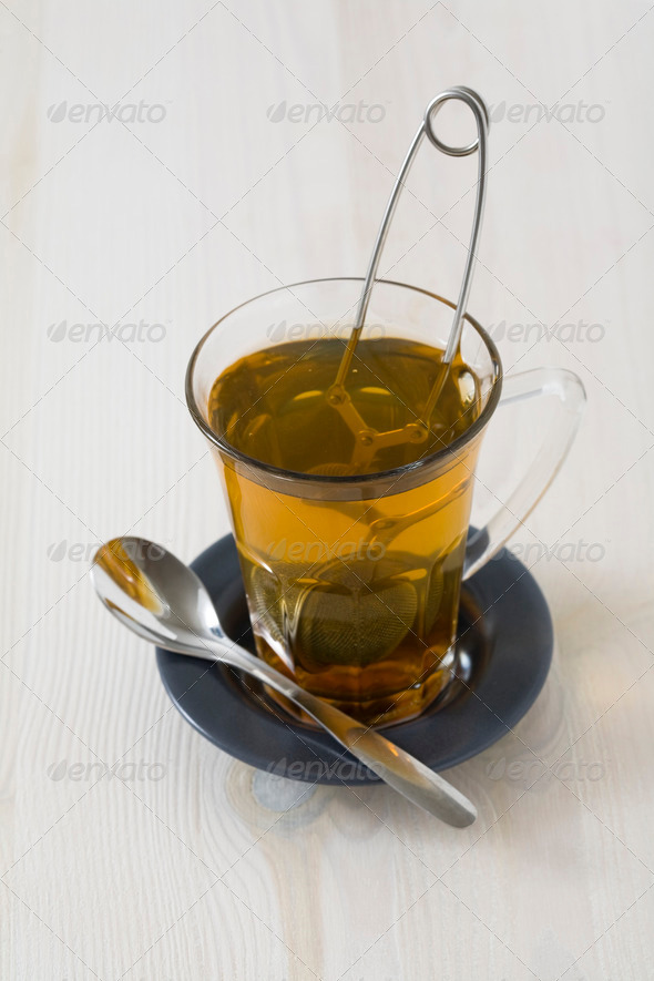 Glass of green tea