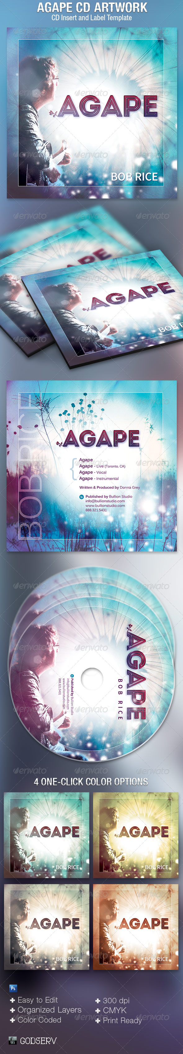 Agape CD Artwork Template - CD & DVD artwork Print Templates
