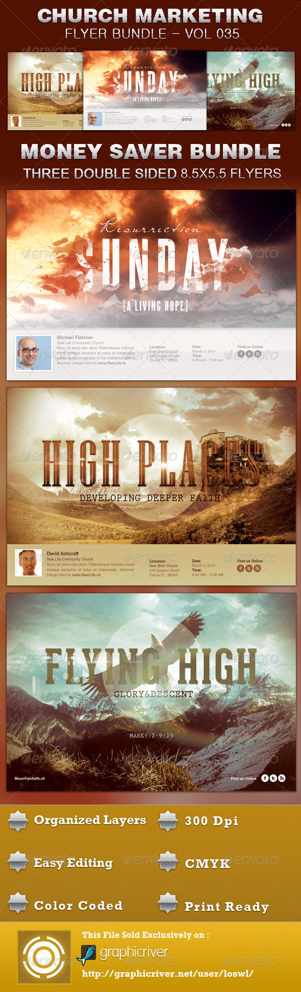 Church Marketing Flyer Bundle Vol 035 - Church Flyers