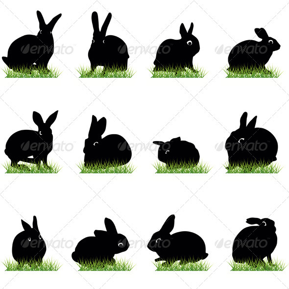 Rabbits Silhouettes Set Rabbits Silhouettes Set