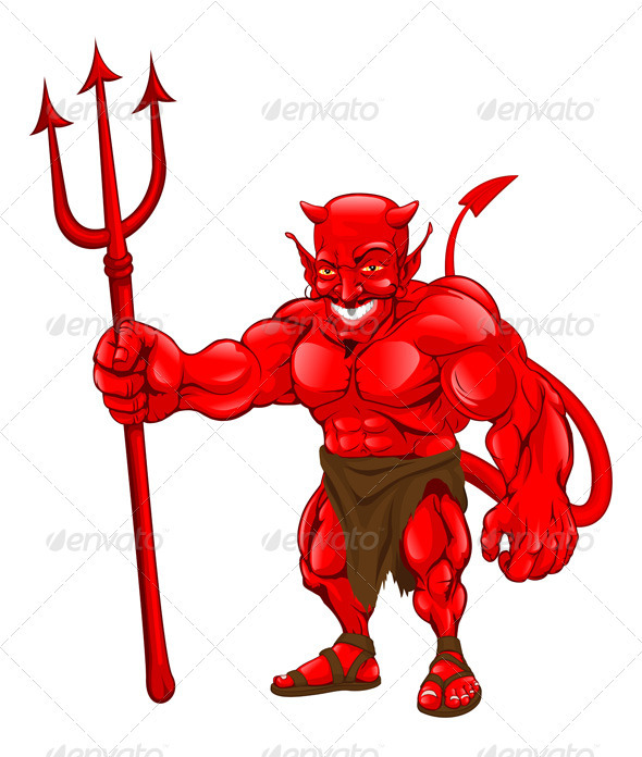 Devil standing with pitchfork Devil standing with pitchfork