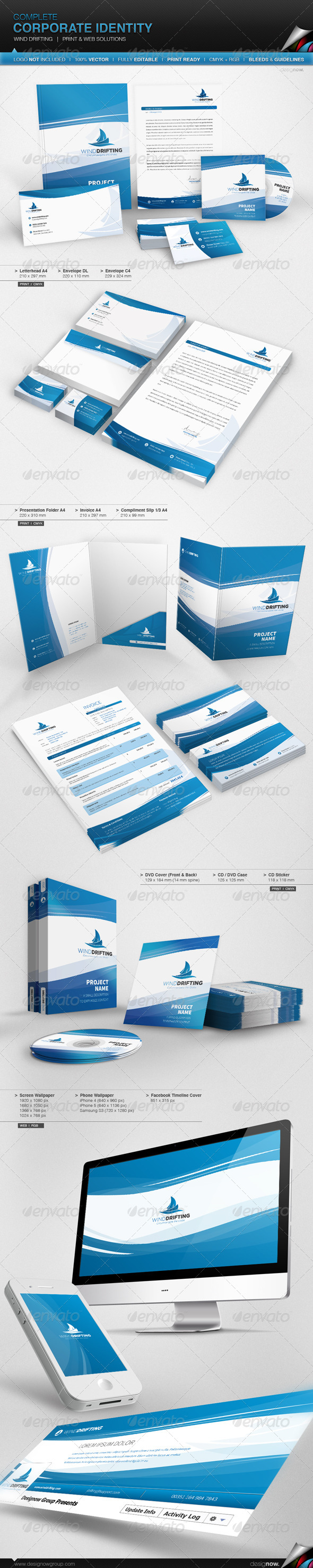 Corporate Identity - Wind Drifting - Stationery Print Templates