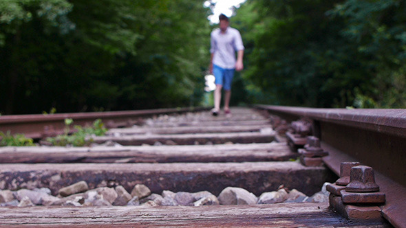 Man Walking on Railroad 4 Man Walking on Railroad 4