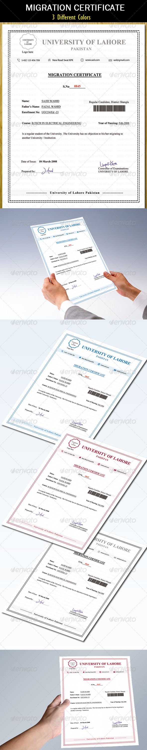 Migration Certificate Migration Certificate