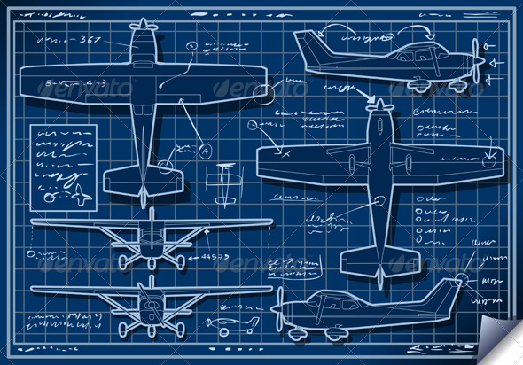 Plane Blue Project in Five Orthogonal Views Plane Blue Project in Five Orthogonal Views