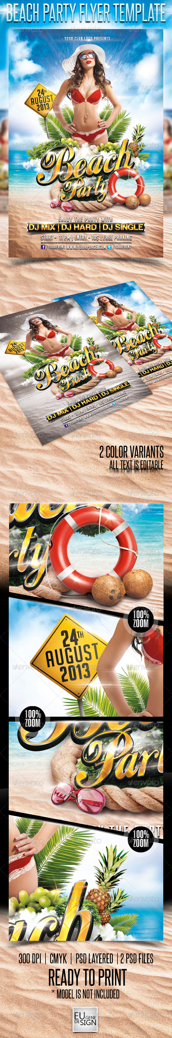 Beach Party Flyer Template - Flyers Print Templates