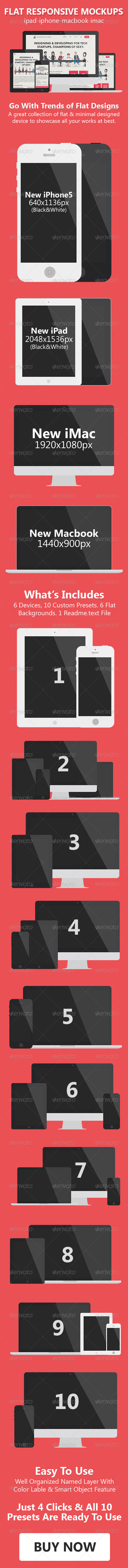 Flat Responsive Screen Mockups