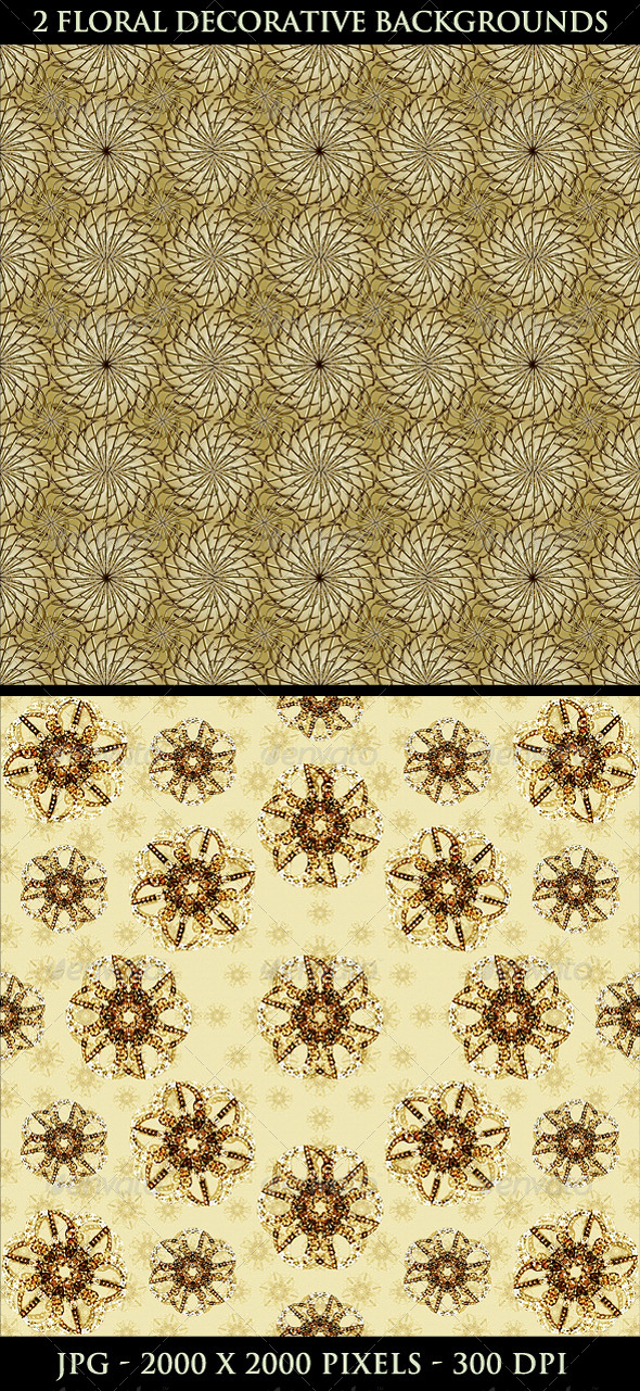 2 Floral Decorative Background Pattern - Flourishes / Swirls Decorative