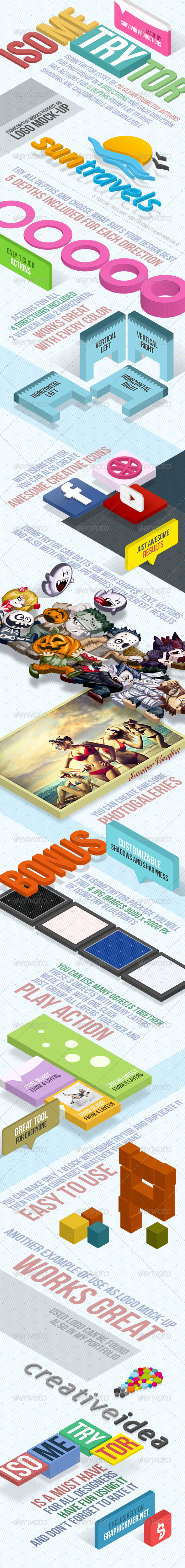 Isometry 3D Actions - Actions Photoshop