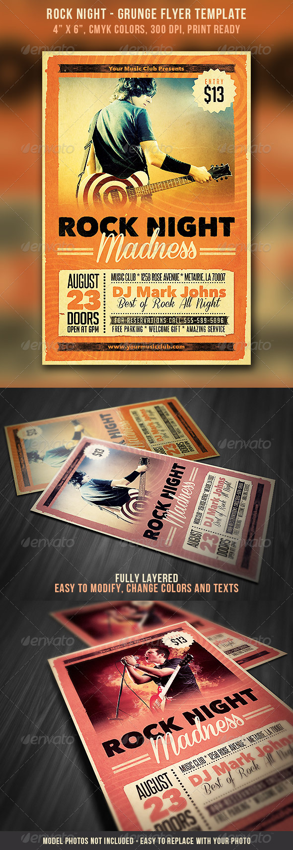 Rock Night Grunge Flyer - Concerts Events