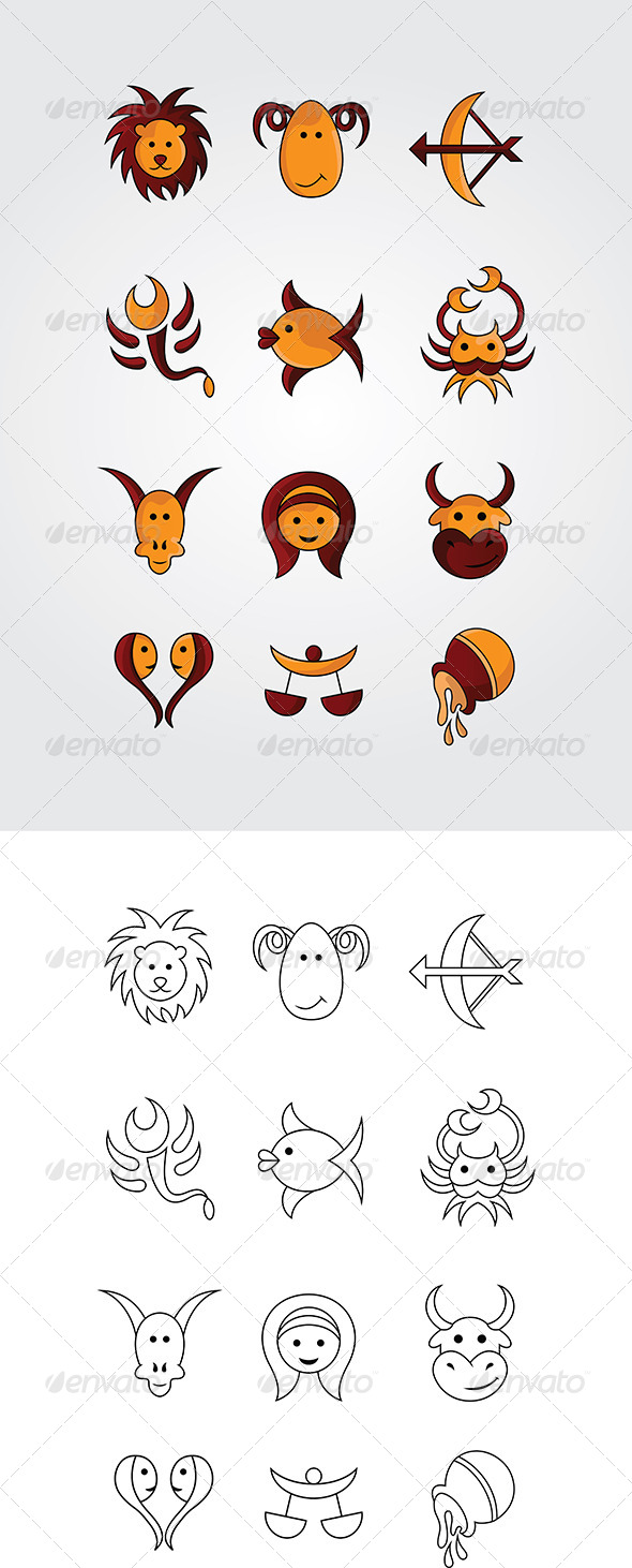 Cartoon Zodiac Signs Designs Pack Cartoon Zodiac Signs Designs Pack