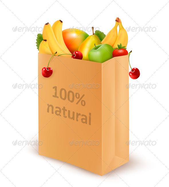 Paper Bag Full of Fruits