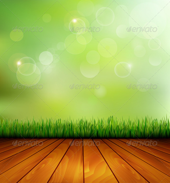 Background with Wood and Grass Background with Wood and Grass