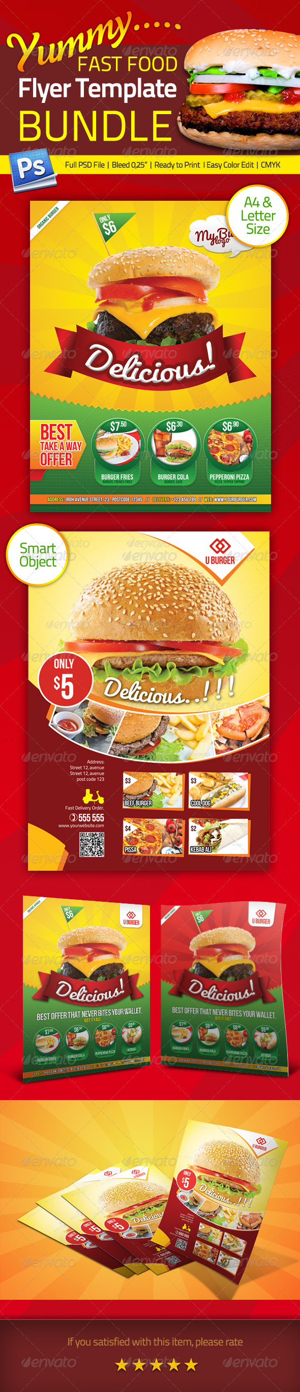 Bundle Fastfood Flyer Template Bundle Fastfood Flyer Template