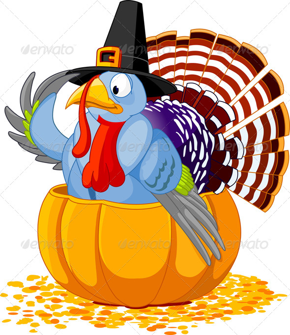 Pilgrim Turkey in Pumpkin