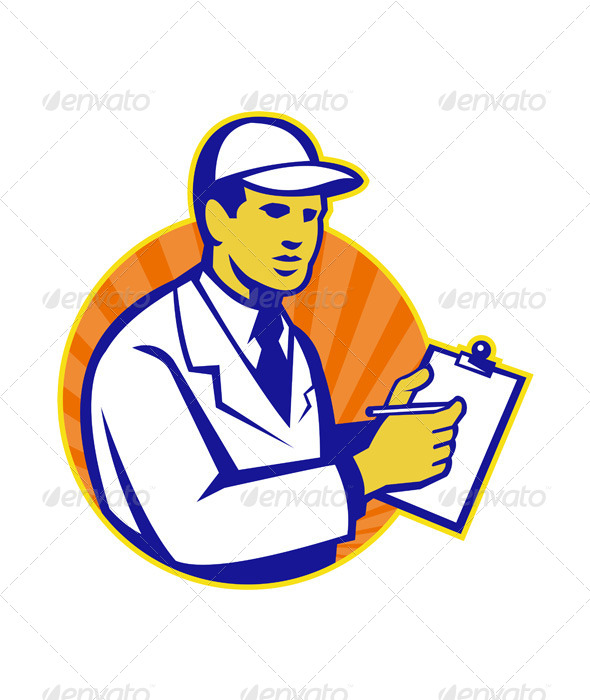 Technician Inspector Worker Clipboard Retro Technician Inspector Worker Clipboard Retro