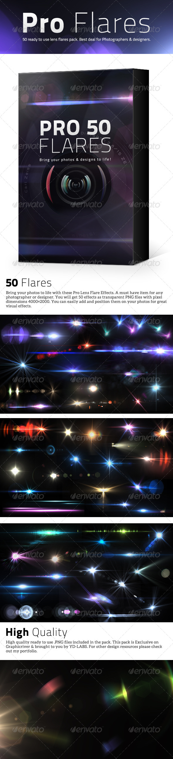 50 Pro Lens Flares V2 - Decorative Graphics