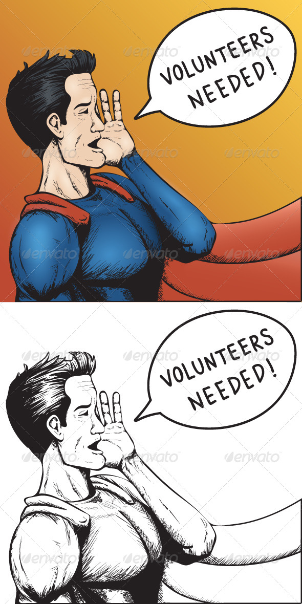 Volunteers Wanted Cartoon Illustration Volunteers Wanted Cartoon Illustration