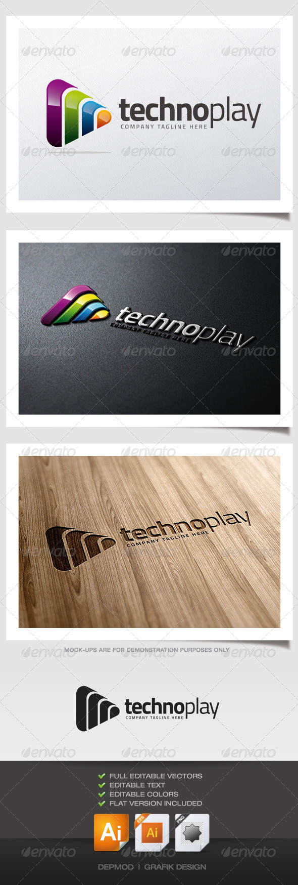 Techno Play Logo - Symbols Logo Templates