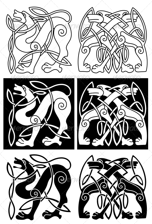 Wolves and Dogs in Celtic Ornament Wolves and Dogs in Celtic Ornament