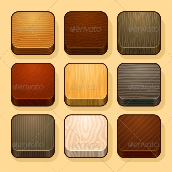 Set of Wood App Icons Set of Wood App Icons